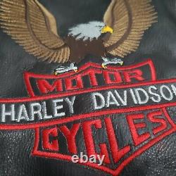 Vintage Leather Motorcycle Jacket Size 48 Harley Davidson Patches Barely Worn