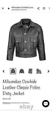 Vintage Leather Motorcycle Jacket Size 50 Taylor Leatherwear Milwaukee Police