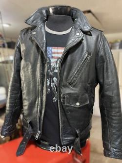 Vintage Leather Motorcycle Jacket by BRENT, Perfecto Style, Made in USA, Men's L