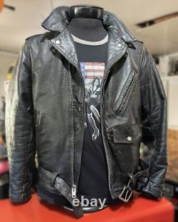 Vintage Leather Motorcycle Jacket by BRENT, Perfecto Style, Made in USA, Men's L