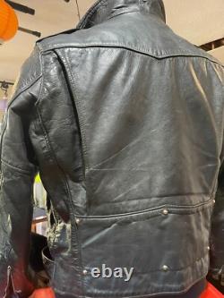 Vintage Leather Motorcycle Jacket by BRENT, Perfecto Style, Made in USA, Men's L