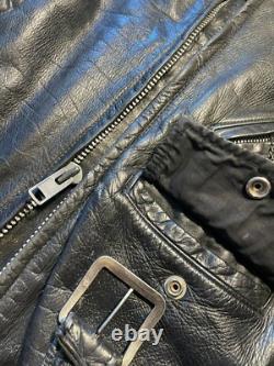 Vintage Leather Motorcycle Jacket by BRENT, Perfecto Style, Made in USA, Men's L