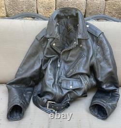 Vintage Leather Motorcycle Jacket by BRENT, Perfecto Style, Made in USA, Men's L