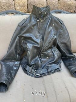 Vintage Leather Motorcycle Jacket by BRENT, Perfecto Style, Made in USA, Men's L Vintage Leather Motorcycle Jacket by BRENT, Perfecto Style, Made in USA, Men's L