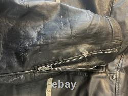 Vintage Leather Motorcycle Jacket by BRENT, Perfecto Style, Made in USA, Men's L