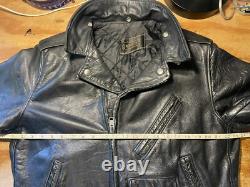 Vintage Leather Motorcycle Jacket by BRENT, Perfecto Style, Made in USA, Men's L Vintage Leather Motorcycle Jacket by BRENT, Perfecto Style, Made in USA, Men's L