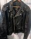 Vintage Leather Shop BLACK leather motorcycle jacket Mens 46 Long