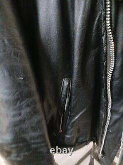 Vintage Leather Shop BLACK leather motorcycle jacket Mens 46 Long