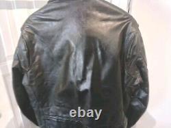 Vintage Leather Shop BLACK leather motorcycle jacket Mens 46 Long