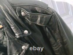Vintage Leather Shop BLACK leather motorcycle jacket Mens 46 Long
