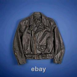 Vintage Lesco Black Leather Biker Jacket Size 42
