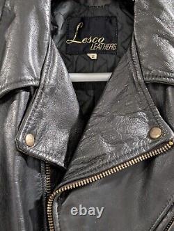 Vintage Lesco Black Leather Biker Jacket Size 42