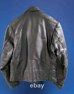Vintage Lesco Black Leather Biker Jacket Size 42
