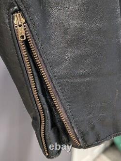 Vintage Lesco Black Leather Biker Jacket Size 42