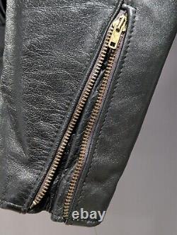 Vintage Lesco Black Leather Biker Jacket Size 42