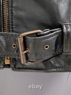 Vintage Lesco Black Leather Biker Jacket Size 42
