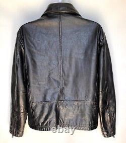 Vintage Levi's 100% Leather Dark Brown Biker Bomber Jacket Size Mens Large