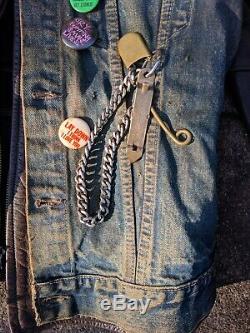 Vintage Levis Big E Biker Vest Leather Jacket 1 %er MC Patch Pin Button buco