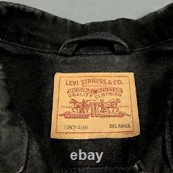 Vintage Levis Mens 90s USA Black Denim Jean Trucker Jacket XXL 70507 4159 Canvas