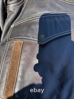 Vintage Licensed Harley Davidson Men's Large Brown Leather Bomber Jacket