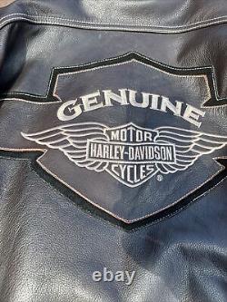 Vintage Licensed Harley Davidson Men's Large Brown Leather Bomber Jacket