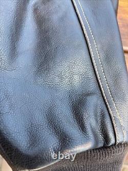 Vintage Licensed Harley Davidson Men's Large Brown Leather Bomber Jacket