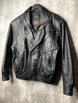 Vintage Lucky Leather Los Angeles Jacket Adult Small Black Bomber Biker Mens