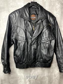 Vintage Lucky Leather Los Angeles Jacket Adult Small Black Bomber Biker Mens