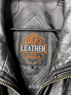 Vintage Lucky Leather Los Angeles Jacket Adult Small Black Bomber Biker Mens