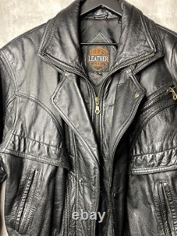 Vintage Lucky Leather Los Angeles Jacket Adult Small Black Bomber Biker Mens