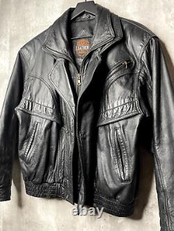 Vintage Lucky Leather Los Angeles Jacket Adult Small Black Bomber Biker Mens