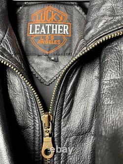 Vintage Lucky Leather Los Angeles Jacket Adult Small Black Bomber Biker Mens