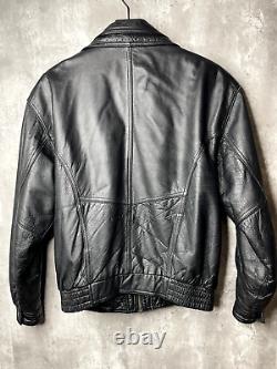 Vintage Lucky Leather Los Angeles Jacket Adult Small Black Bomber Biker Mens