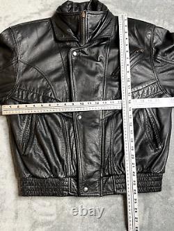 Vintage Lucky Leather Los Angeles Jacket Adult Small Black Bomber Biker Mens