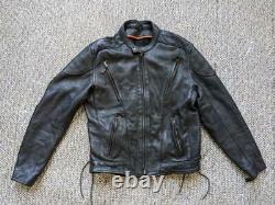 Vintage MILWAUKEE motorcycle jacket M 40 black LEATHER vented CAFE RACER