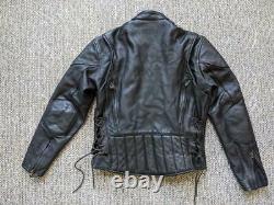 Vintage MILWAUKEE motorcycle jacket M 40 black LEATHER vented CAFE RACER