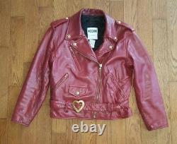 Vintage MOSCHINO Red Leather Biker Jacket Women's Size M