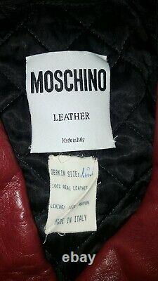 Vintage MOSCHINO Red Leather Biker Jacket Women's Size M