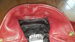 Vintage MOSCHINO Red Leather Biker Jacket Women's Size M