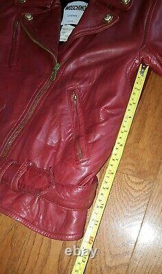 Vintage MOSCHINO Red Leather Biker Jacket Women's Size M