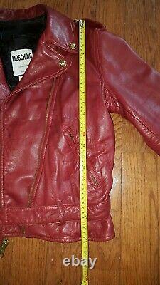 Vintage MOSCHINO Red Leather Biker Jacket Women's Size M