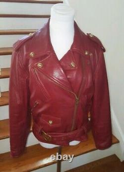 Vintage MOSCHINO Red Leather Biker Jacket Women's Size M