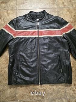 Vintage M. Julian Wilson Leather Cafe Racer Vented Motorcycle Jacket Black Sz L