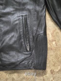 Vintage M. Julian Wilson Leather Cafe Racer Vented Motorcycle Jacket Black Sz L