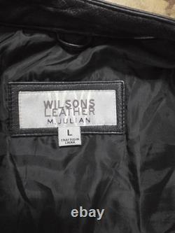 Vintage M. Julian Wilson Leather Cafe Racer Vented Motorcycle Jacket Black Sz L
