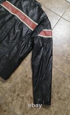 Vintage M. Julian Wilson Leather Cafe Racer Vented Motorcycle Jacket Black Sz L