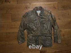 Vintage M. Julian Wilsons Cafe Moto Biker Brown Jacket Coat Men's Small