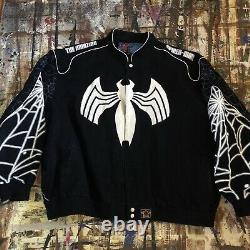 Vintage Marvel Amazing Spider-Man Venom Jeff Hamilton Design Racing Jacket BIG