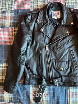 Vintage Maryland Leather Motorcycle Biker Jacket Black Men's Size 40 Great Cond