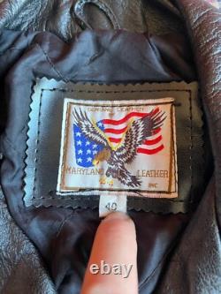 Vintage Maryland Leather Motorcycle Biker Jacket Black Men's Size 40 Great Cond